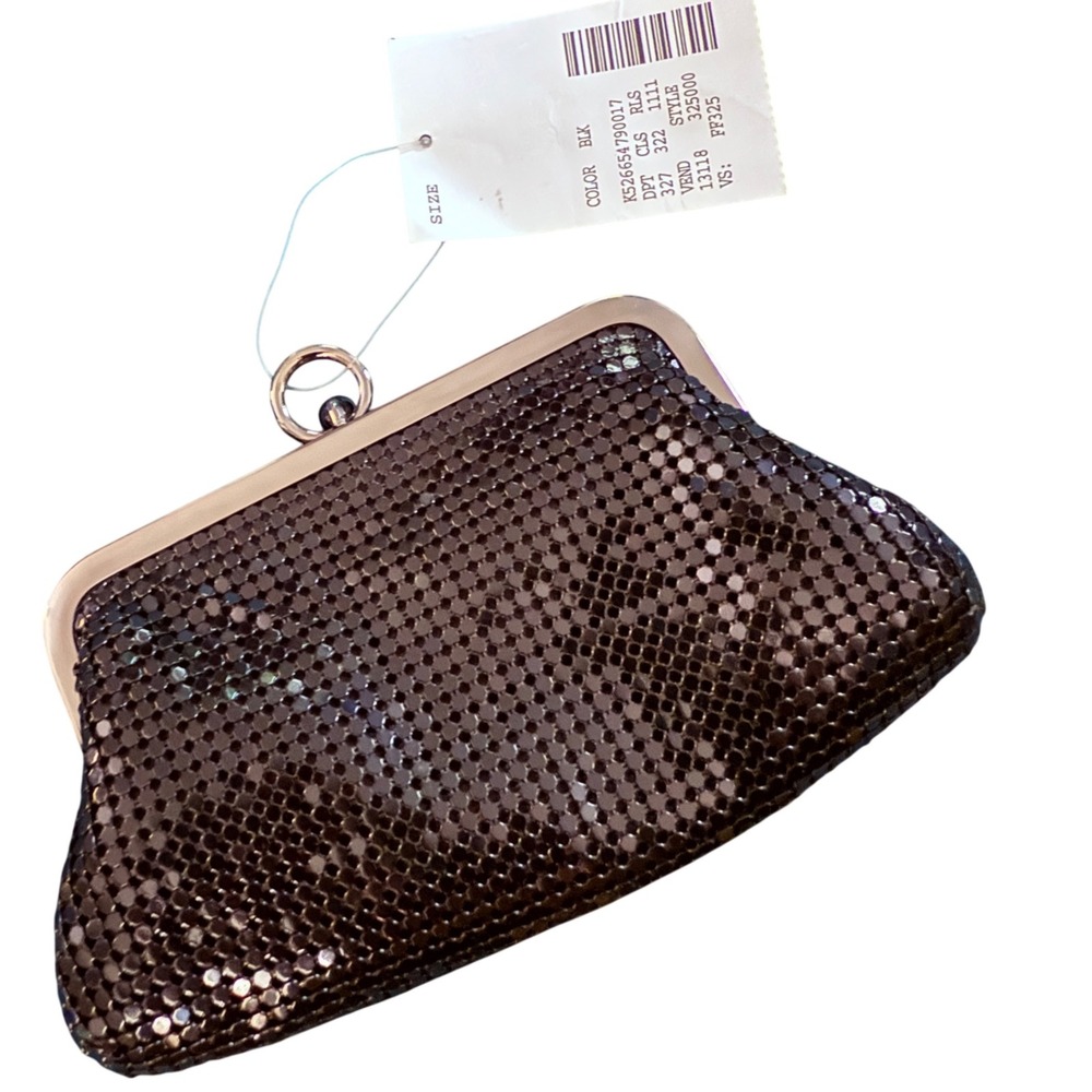 Mesh Evening Bag Black Metal Kiss Lock Clutch‎ Party Purse Handbag